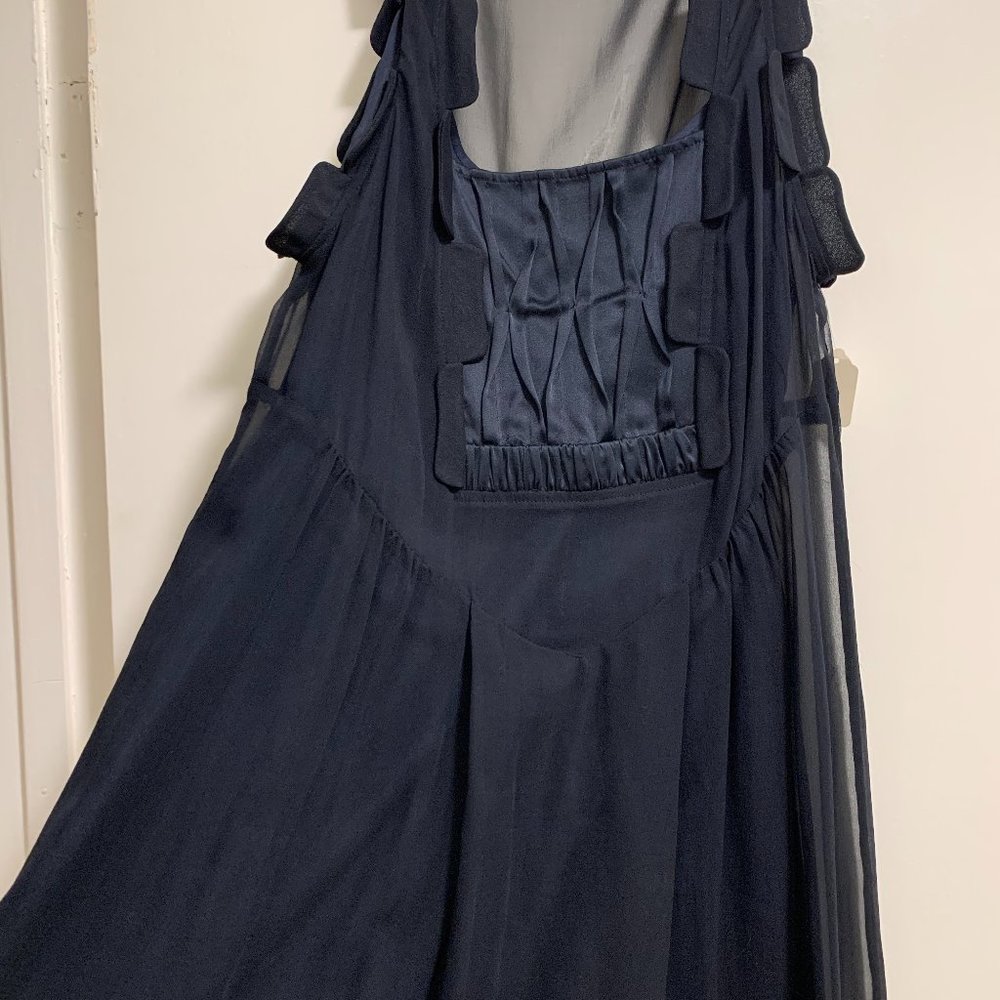 Navy Blue Babydoll Chiffon Dress w/ Slip
